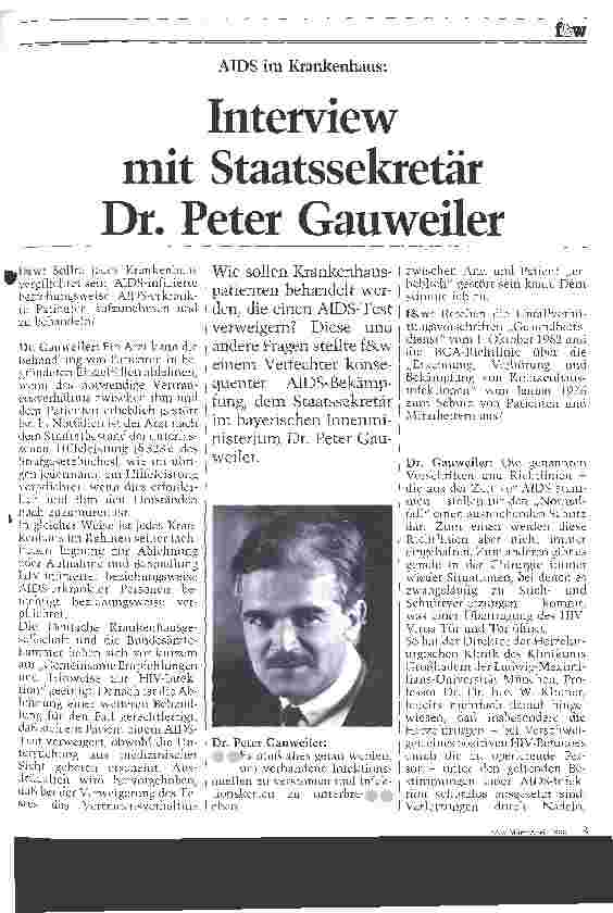 Vorschauseite 1: Interview mit Staatssekretär Dr. Peter Gauweiler