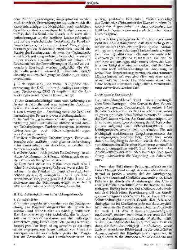 Vorschauseite 2: Die Entwicklungsklausel im Chefarztvertrag