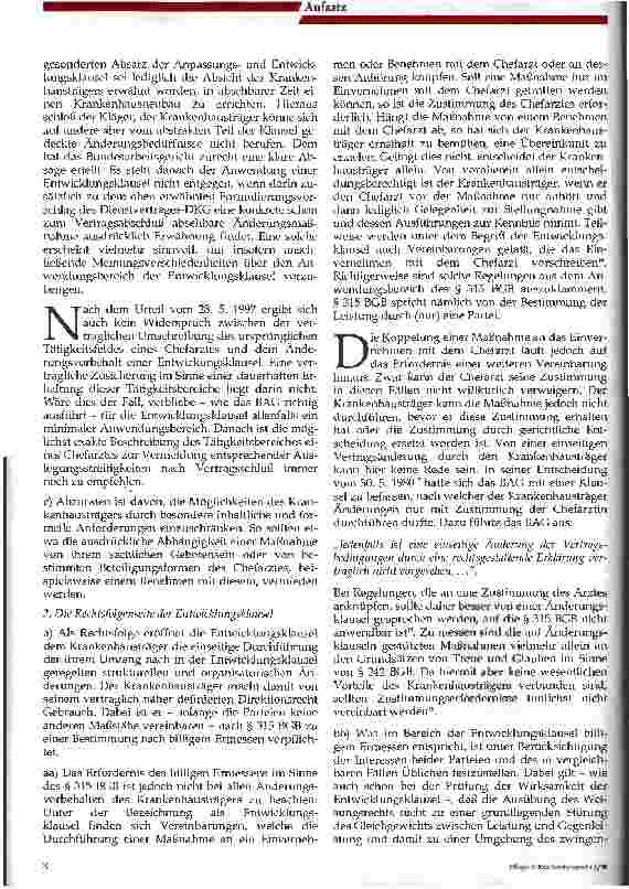 Vorschauseite 4: Die Entwicklungsklausel im Chefarztvertrag