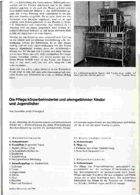 Vorschauseite 1: Die Pflege körperbehinderter und atemgelähmter Kinder und Jugendlicher