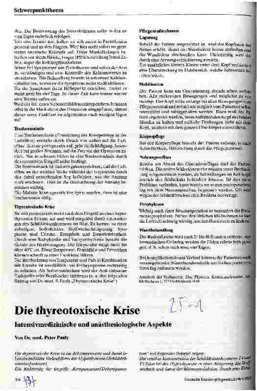 Vorschauseite 2: Überwachung und Pflege nach Strumaoperation