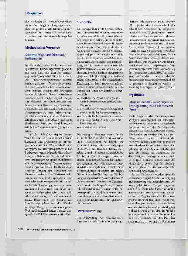 Vorschauseite 2: Klinikseelsorge mit Menschen mit Demenz