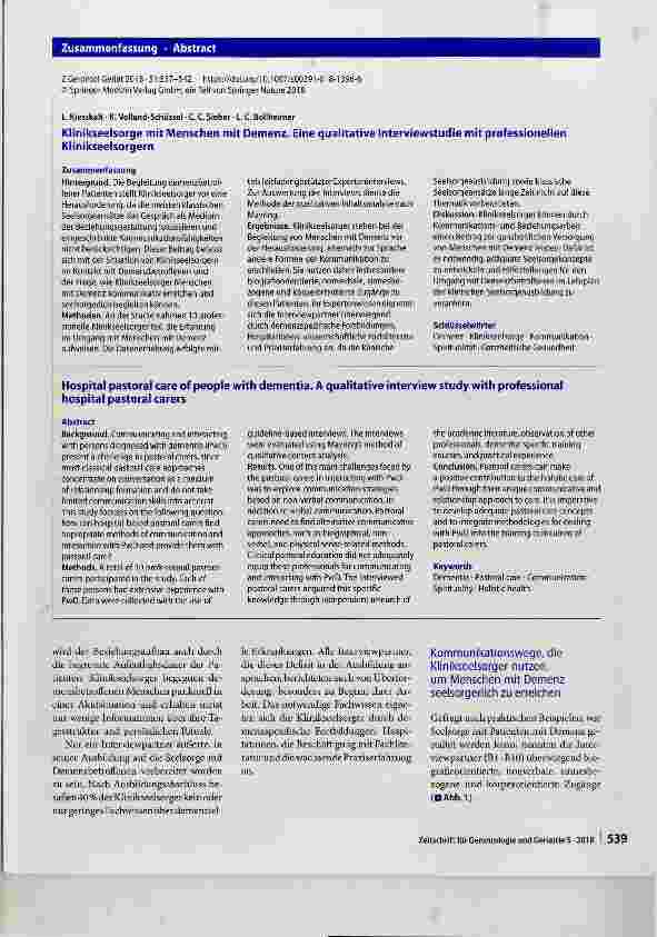 Vorschauseite 3: Klinikseelsorge mit Menschen mit Demenz