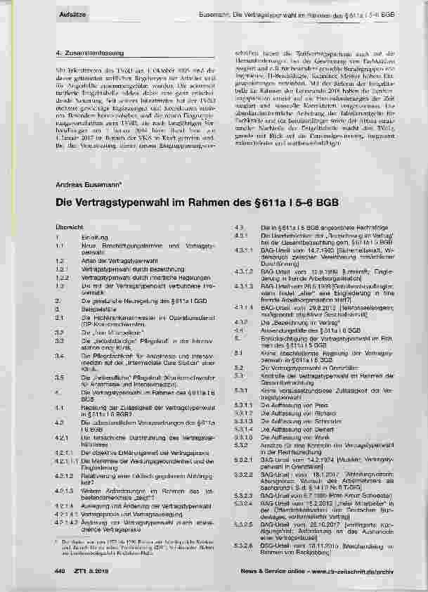 Vorschauseite 1: Die Vertragstypenwahl im Rahmen des §611 a I 5-6 BGB