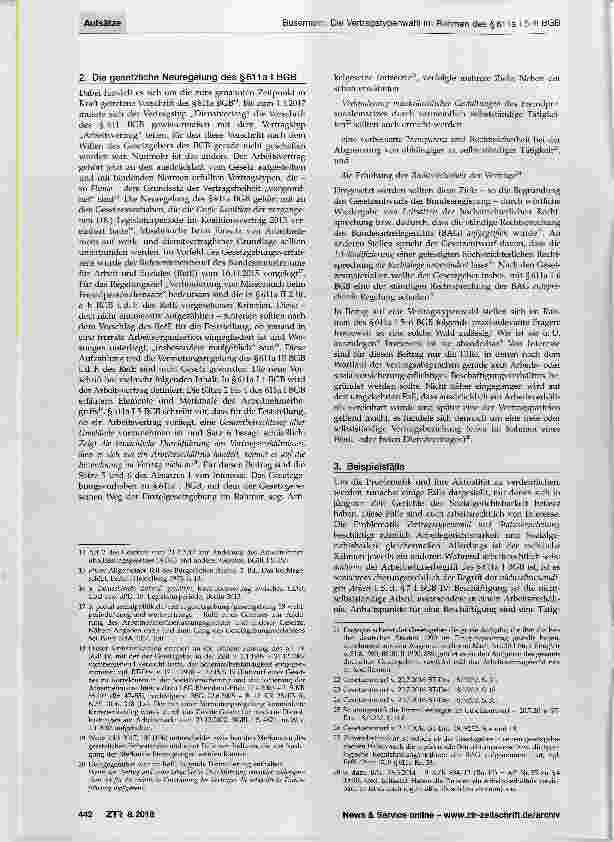 Vorschauseite 3: Die Vertragstypenwahl im Rahmen des §611 a I 5-6 BGB