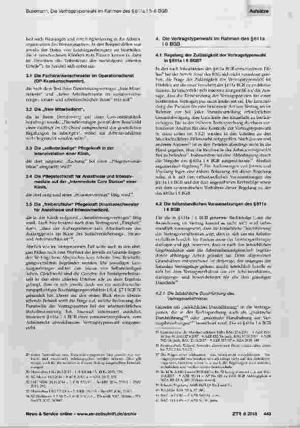 Vorschauseite 4: Die Vertragstypenwahl im Rahmen des §611 a I 5-6 BGB