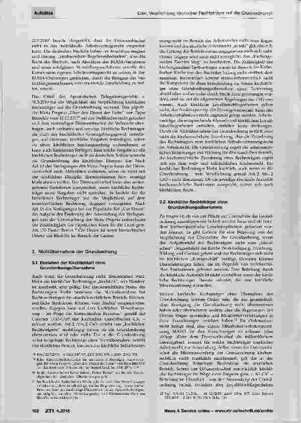 Vorschauseite 2: Verpflichtung kirchlicher Rechtsträger auf die Grundordnung?