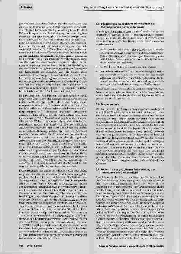 Vorschauseite 4: Verpflichtung kirchlicher Rechtsträger auf die Grundordnung?