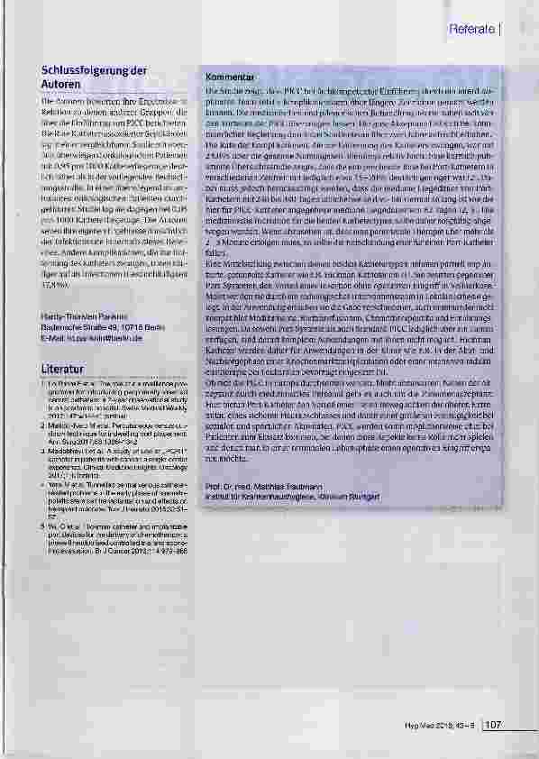 Vorschauseite 3: Peripher inserierte zentrale Venenkatheter (PICC): Geeignet für eine mittelfristige, ambulante Infusionstherapie