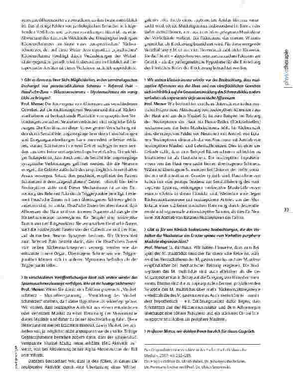 Vorschauseite 4: Schmerzforscher Siegfried Mense im Interview Aktuelles zum Rückenschmerz