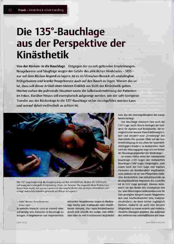 Vorschauseite 1: Die 135°-Bauchlage aus der Perspektive der Kinästhetik