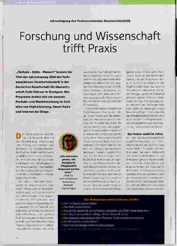 Vorschauseite 1: Forschung und Wissenschaft trifft Praxis