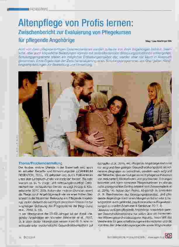 Vorschauseite 1: Altenpflege von Profis lernen: Zwischenbericht zur Evaluierung von Pflegekursen für pflegende Angehörige