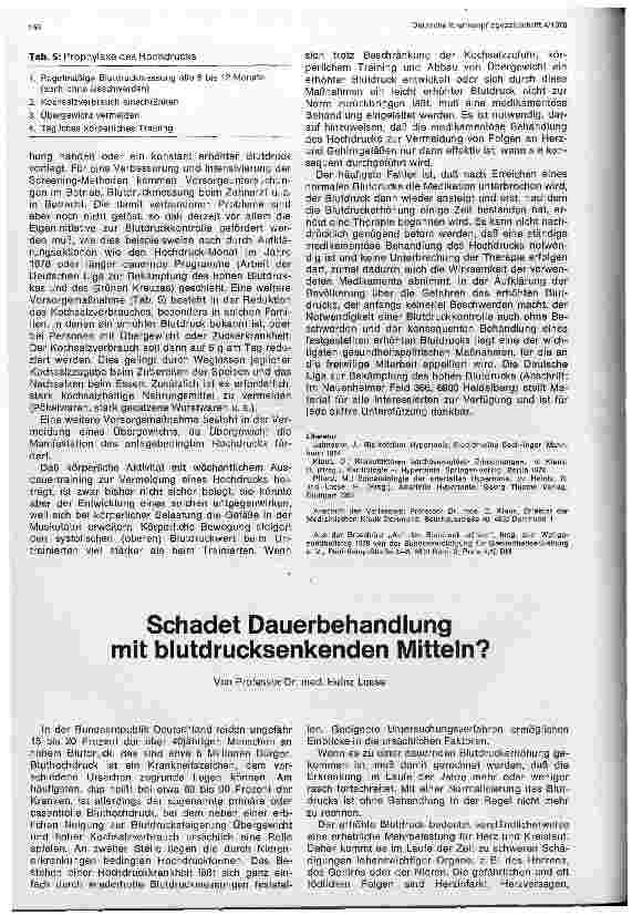 Vorschauseite 1: Schadet Dauerbehandlung mit blutdrucksenkenden Mitteln?