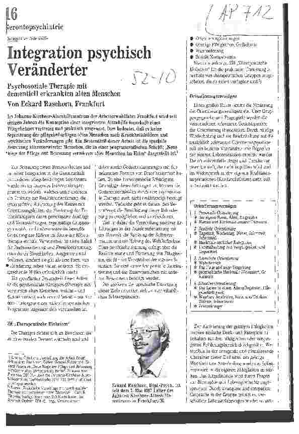 Vorschauseite 1: Integration psychisch Veränderter