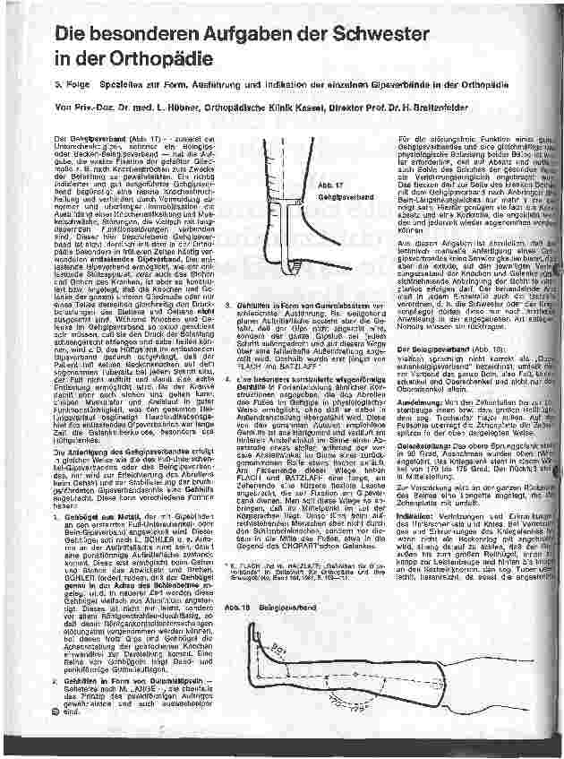 Vorschauseite 1: Die besonderen Aufgaben der Schwester in der Orthopädie 5. Folge: Spezielle Form, Ausführung u. Indikation d. Gipsverbände