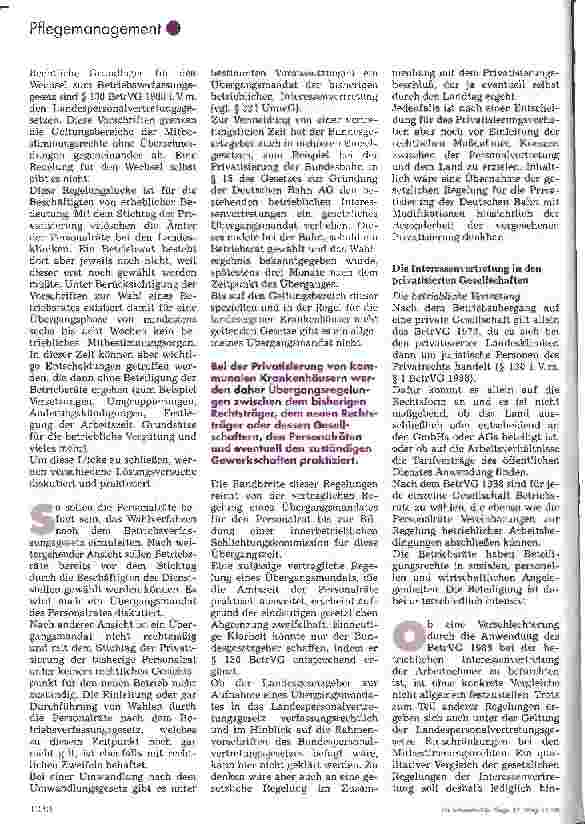 Vorschauseite 4: Die Privatisierung von landeseigenen Krankenhäusern aus arbeitsrechtlicher Sicht. 2. Teil