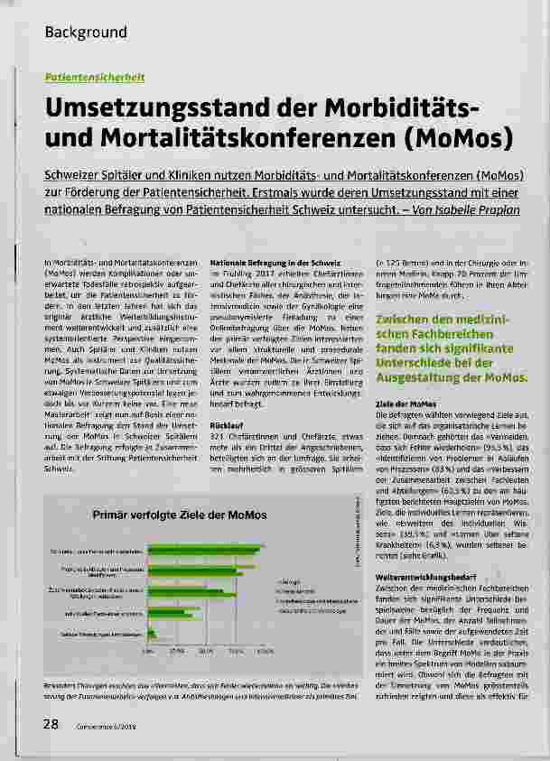 Vorschauseite 1: Umsetzungsstand der Morbiditätsund Mortaiitätskonferenzen (MoMos)