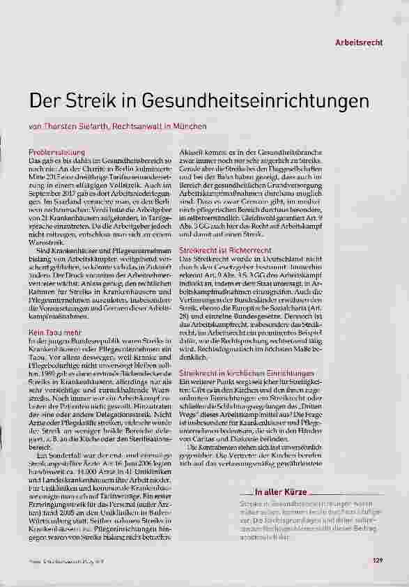 Vorschauseite 1: Der Streik in Gesundheitseinrichtungen