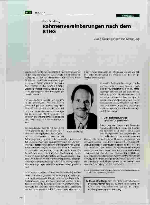 Vorschauseite 1: Rahmenvereinbarungen nach dem BTHG