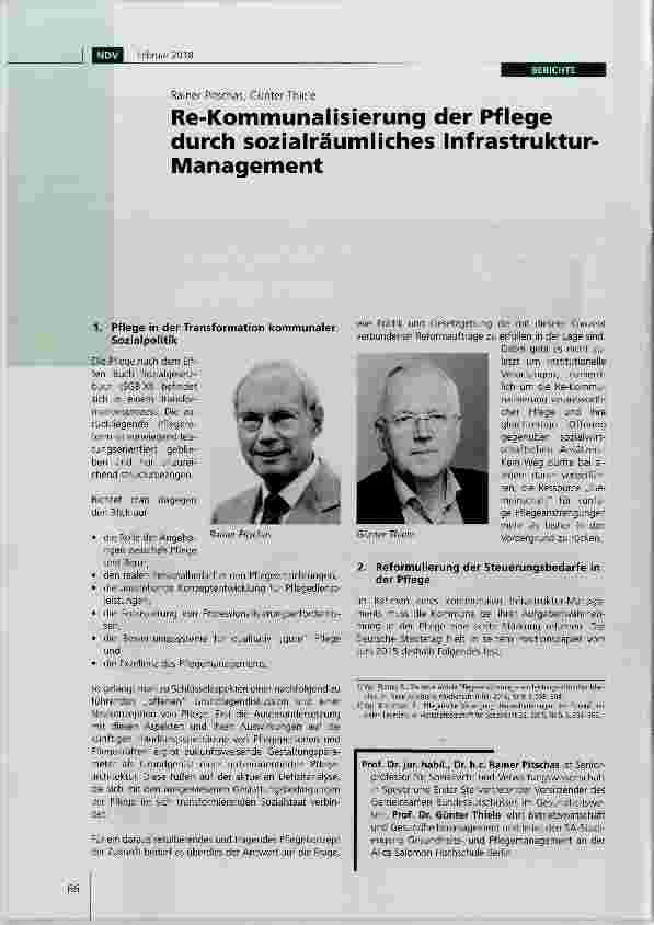Vorschauseite 1: Re-Kommunalisierung der Pflege durch sozialräumliches Infrastruktur- Management