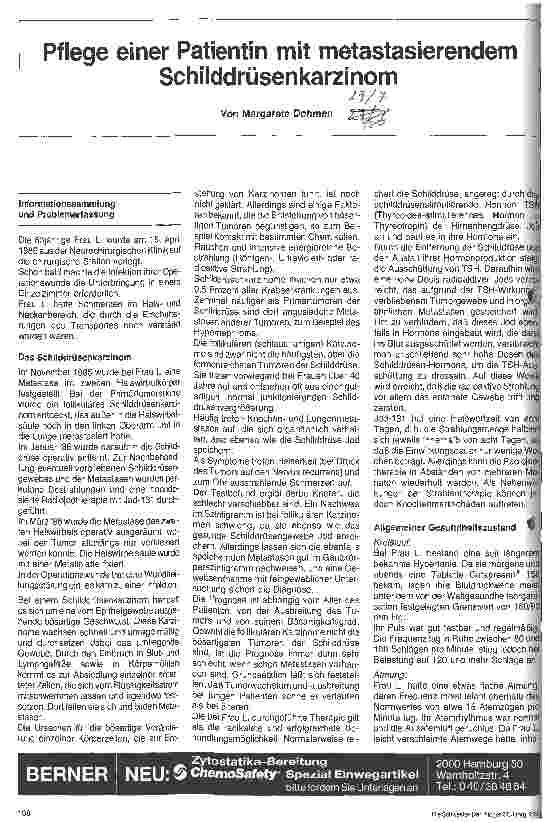 Vorschauseite 1: Pflege einer Patientin mit metastasierendem Schilddrüsenkarzinom