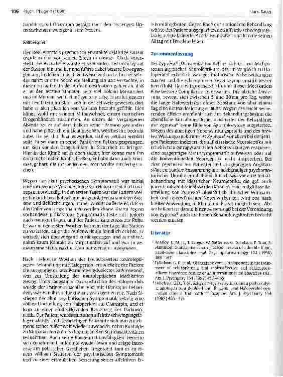Vorschauseite 2: Zyprexa (Olanzapin) - ein neues atypisches Neuroleptikum
