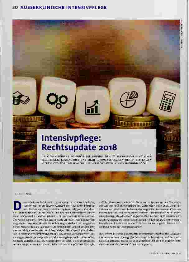 Vorschauseite 1: Intensivpflege: Rechtsupdate 2018