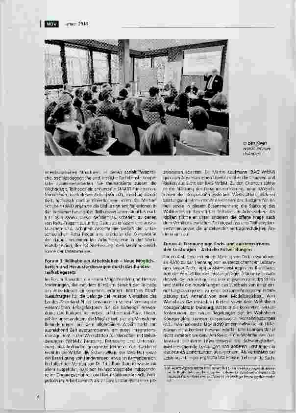 Vorschauseite 4: Gemeinsam vom Gesetz zur Praxis Das Projekt „Umsetzungsbegleitung Bundesteilhabegesetz fördert den fachlichen Dialog über das BTHG