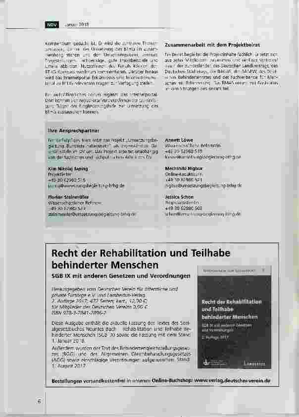 Vorschauseite 6: Gemeinsam vom Gesetz zur Praxis Das Projekt „Umsetzungsbegleitung Bundesteilhabegesetz fördert den fachlichen Dialog über das BTHG