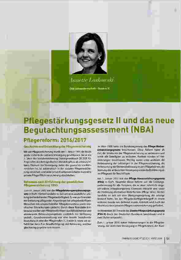 Vorschauseite 1: Pflegestärkungsgesetz II und das neue Begutachtungsassessment (NBA)