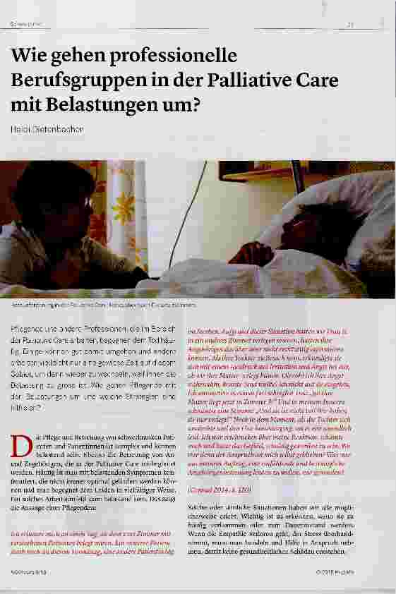 Vorschauseite 1: Wie gehen professionelle Berufsgruppen in der Palliative Care mit Belastungen um?