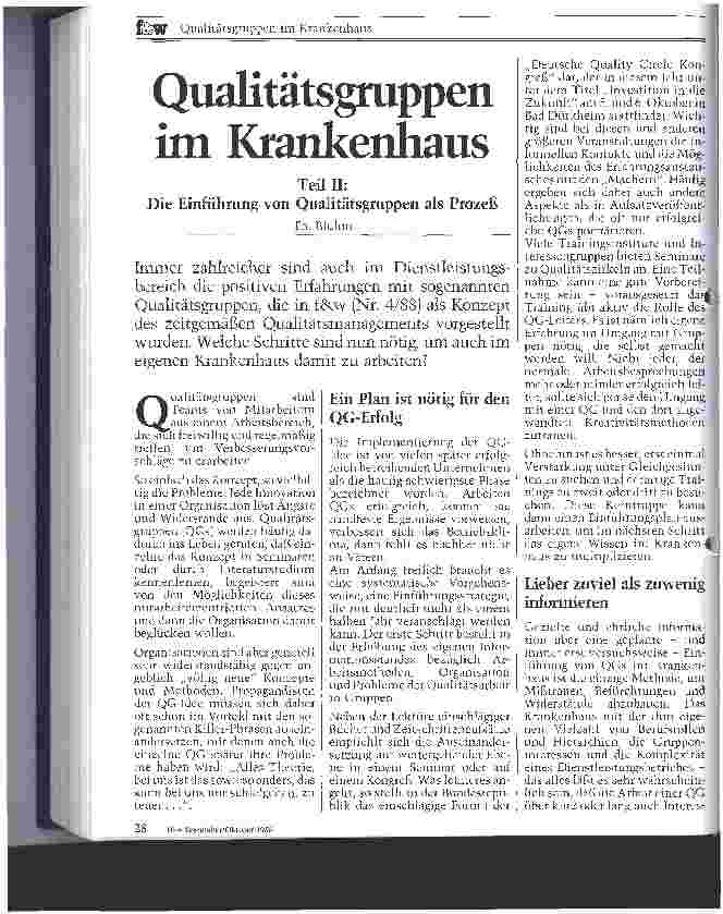 Vorschauseite 1: Qualitätsgruppen im Krankenhaus Teil II: Die Einführung von Qualitätsgruppen als Prozeß