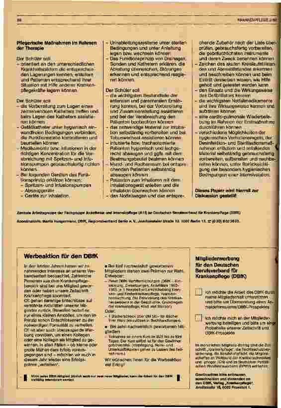 Vorschauseite 2: Lernzielkatalog für Krankenpflegeschüler/innen auf der Intensivstation