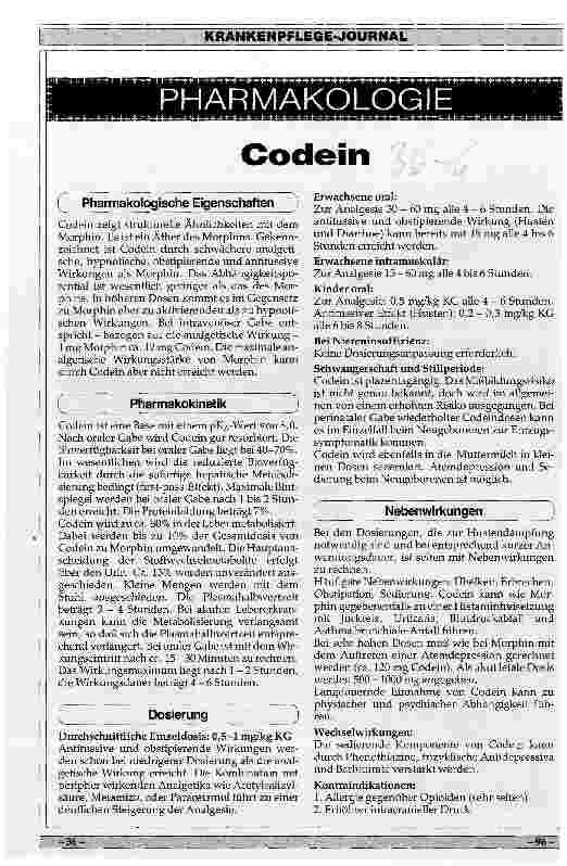 Vorschauseite 1: Pharmakologie Codein