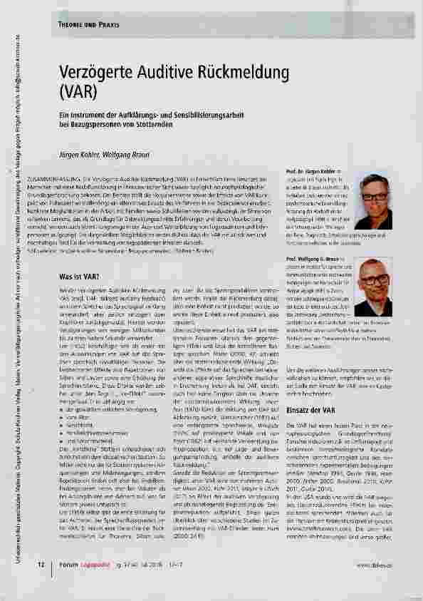 Vorschauseite 1: Verzögerte Auditive Rückmeldung (VAR)