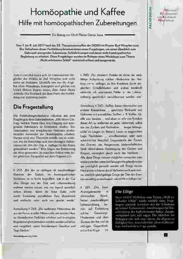 Vorschauseite 1: Homöopathie und Kaffee Hilfe mit homöopathischen Zubereitungen