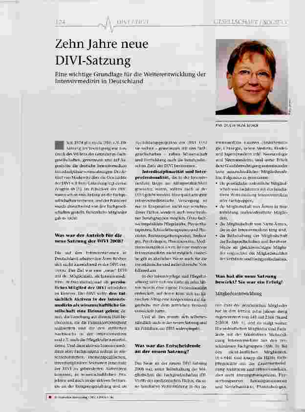 Vorschauseite 1: Zehn Jahre neue DIVI-Satzung