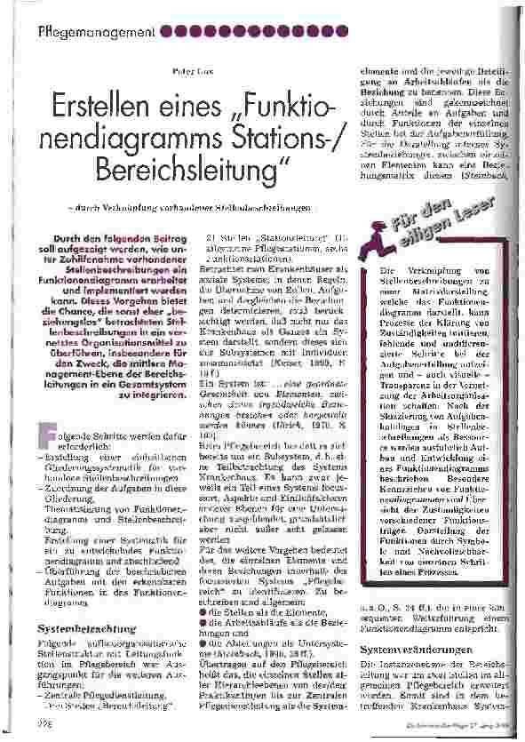 Vorschauseite 1: Erstellen eines Funktionendiagramms Stationsbereichsleitung durch Verknüpfung vorhandener Stellenbeschreibungen