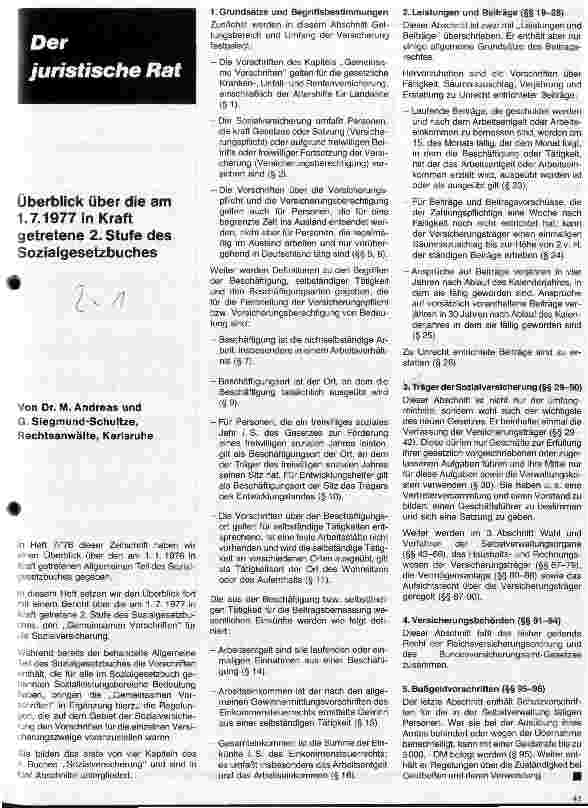 Vorschauseite 1: Überblick über die am 01.07.1977 in Kraft getretene 2. Stufe des Sozialgesetzbuches