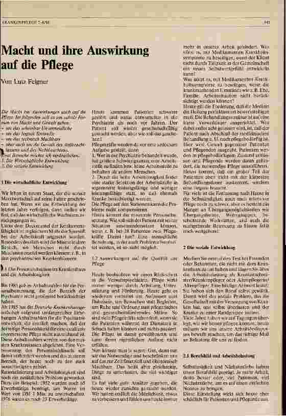 Vorschauseite 1: Macht und ihre Auswirkung auf die Pflege