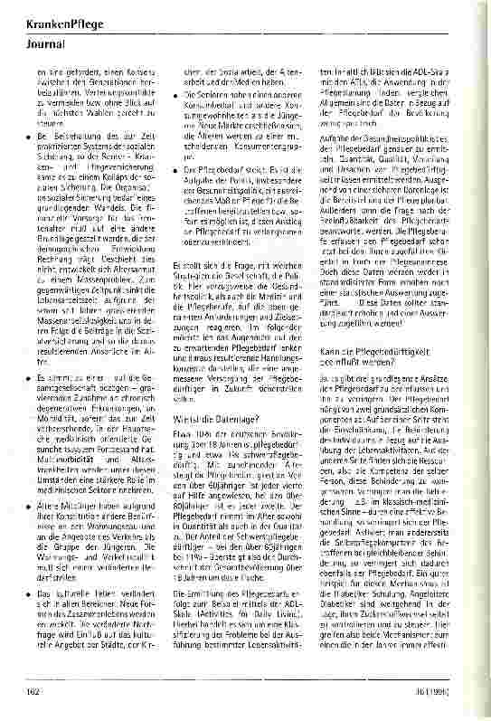 Vorschauseite 2: Der Pflegebedarf steigt Gesellschaftliche Auswirkungen der demographischen Bevölkerungsentwicklung in Deutschland