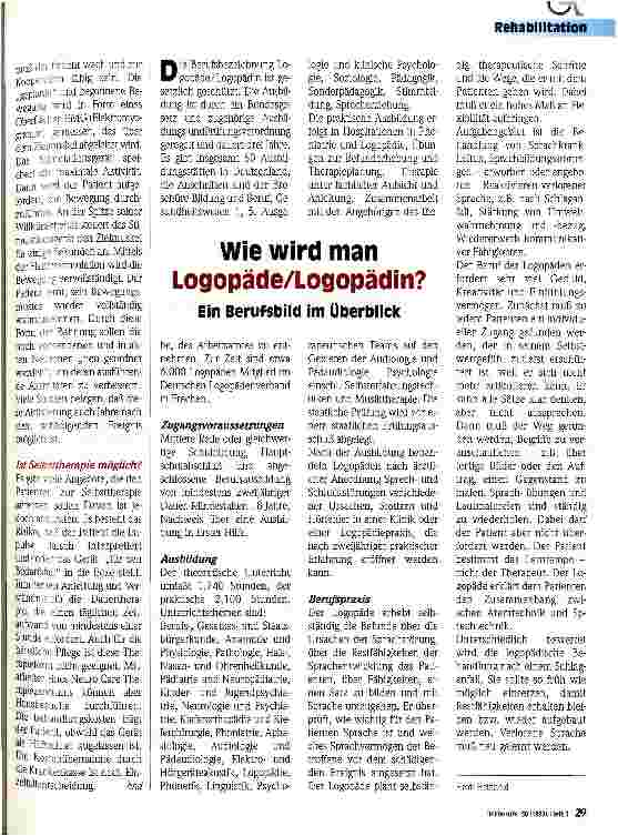 Vorschauseite 2: Hemiplegie - auch Spätrehabilitation ist möglich