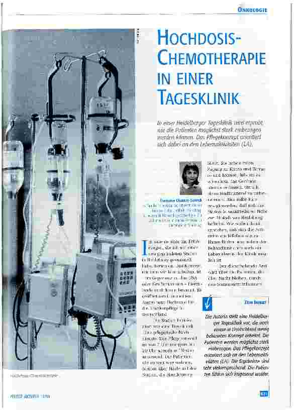Vorschauseite 1: Hochdosis-Chemotherapie in einer Tagesklinik