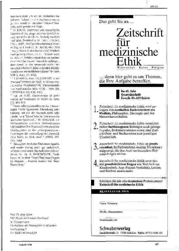 Vorschauseite 4: Philosophische Gedanken zum Fallbericht Von einer Schwangerschaftsbegleitung nach Hirnversagen