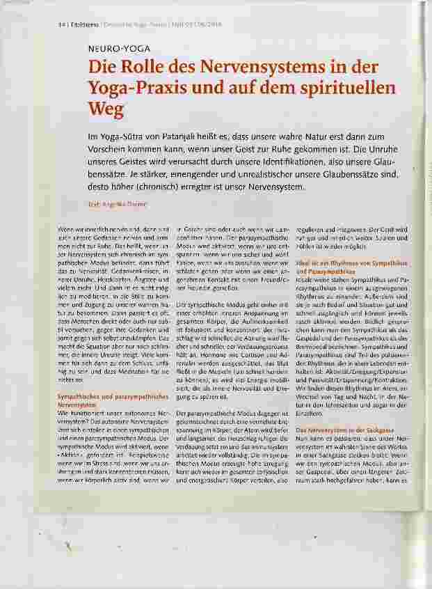 Vorschauseite 1: Die Rolle des Nervensystems in der Yoga-Praxis und auf dem spirituellen Weg