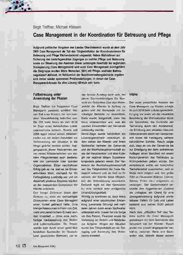 Vorschauseite 1: Case Management in der Koordination für Betreuung und Pflege