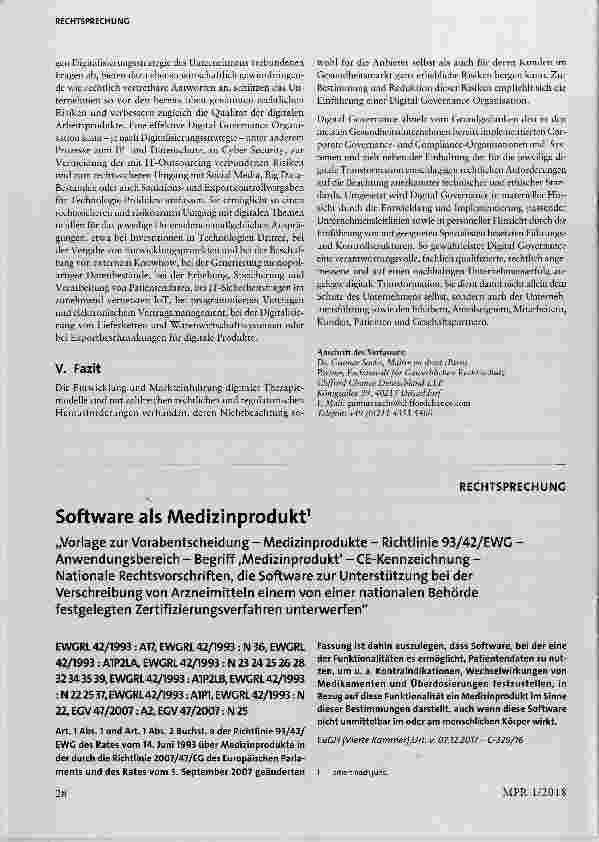 Vorschauseite 1: Software als Medizinprodukt