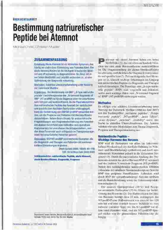 Vorschauseite 1: Bestimmung natriuretischer Peptide bei Atemnot