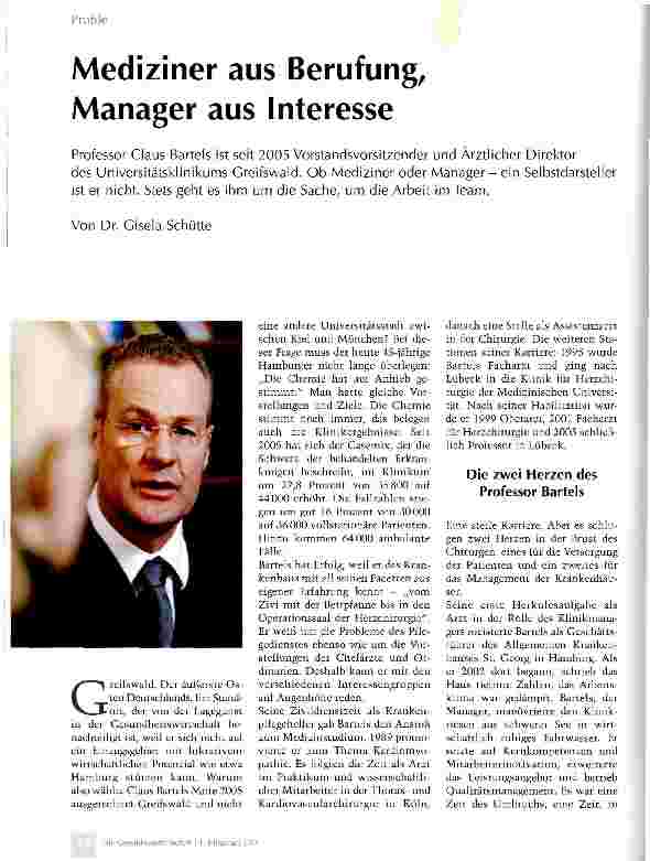 Vorschauseite 1: Mediziner aus Berufung, Manager aus Interesse